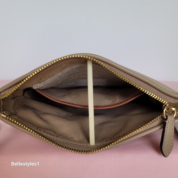 COACH Kitt Badge Jacquard & Smooth Leather Crossbody- Chalk Taupe ⭐ - Picture 14 of 15